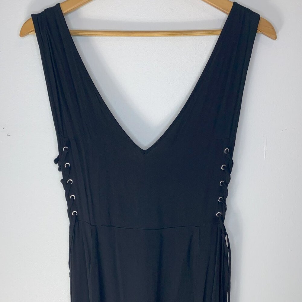 No Tag - HM, Black, maxi, dress, swim cover up, side-laced, vneck, Size M - Picture 1 of 4